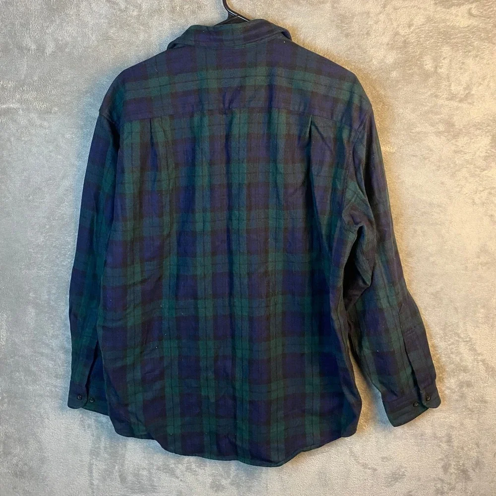 Pendleton Lodge Shirt L Black Watch Tartan Plaid Long Sleeve USA Fabric